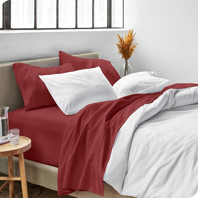 Bare Home King Sheet Set - 1800 Ultra-Soft Microfiber King Bed Sheets - Double Brushed - Deep Pockets - Easy Fit - 4 Piece Set - Bed Sheets (King, Rosewood)