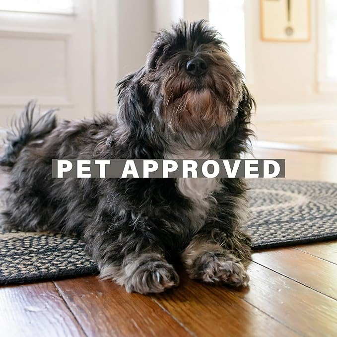 Homespice Manchester Black Oval Braided Rug, Jute, 6x9' - Perfect Country Primitive Decor for Bedroom, Living Room, Everywhere