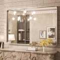 TokeShimi 40 x 30 Inch Brushed Silver Bathroom Mirror for Wall Brushed Brass Metal Rounded Corner Rectangle Mirror Metal Frame Deep Set Design Hangs Horizontal Or Vertical