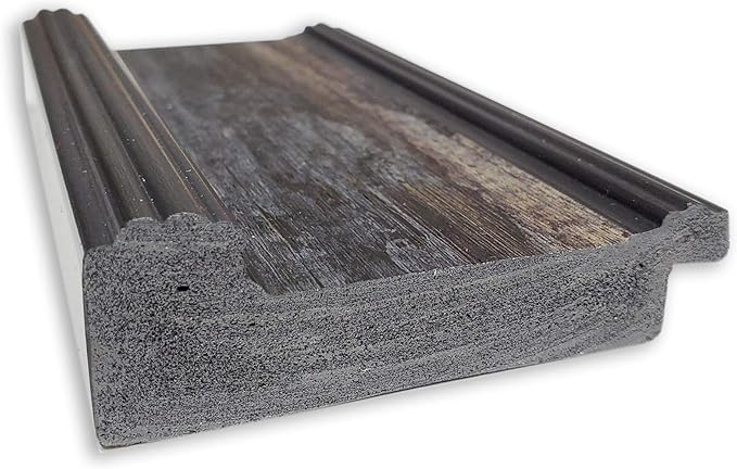 Amanti Art Brown Wall Mirror 30x24 Rail Rustic Char Rectangle Bathroom Mirror for Wall Decor Living Room, Medium Rustic Farmhouse Frame, Hangs Horizonally and Vertically, Bathroom Decor, Beveled Edge