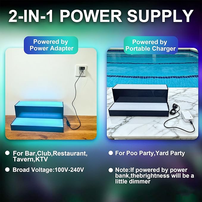 MESAlLUP Acrylic 16 Inch 4 Tier High Light LED Detachable Liquor Bottle Display Shelf with Remote Control, Mulit Color Lighting for Home Mini Bar, Restaurants & Party Use(Without Power Bank)