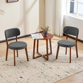 Furniliving Wooden Dining Chairs Set of 2, Mid-Century Modern Linen Upholstered Kitchen Chair with Solid Oak Wood, Farmhouse Dining Room Chairs, Grey