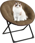 Saucer Chair, XL Foldable Lounge Chair for Bedroom/Dorm, Plush Comfy Seat with Non-Slip Base for Teens & Adults, Faux Fur Accent Chair, Brown