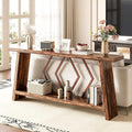 LITTLE TREE 70.9-Inch Console Table, Long Sofa Table Behind Couch, Farmhouse Console with Shelf for Entryway, Living Room, Hallway