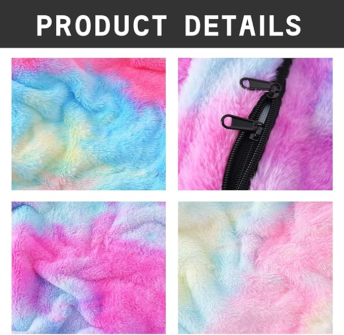 BCU 6FT Bean Bag Chair for Adults and Kids Without Filler Giant Stuffed Animal Storage Cover Soft Faux Fur Floor Chair Cover for Bedroom Living Room, Multicolored