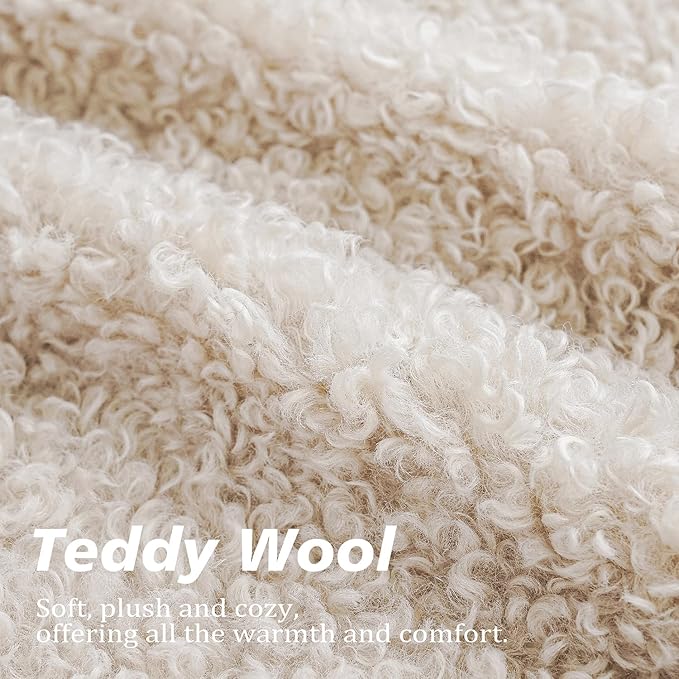 Foindtower 2 Pieces 26x26 Inch Neutral Cream, Faux Fur Throw Pillow Cover Accent Sherpa Pillow Fuzzy Soft Pillowcases Sheepskin Decorative Fleece Cushion Case for Bed Couch Living Room
