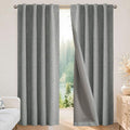 Joydeco 100% Blackout Curtains for Bedroom - Natural Linen Curtains 100" W x 96" L Long, Thermal Insulated 1 Panels Light Grey. Room Darkening Light Blocking Drapes for Living Room