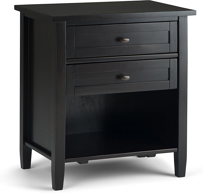 SIMPLIHOME Warm Shaker SOLID WOOD 24 Inch Wide Transitional Bedside Nightstand Table in Hickory Brown, For the Living Room and Bedroom