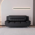 Container Furniture Direct Michael Modern Faux Leather Upholstered Stainless Steel Legs Living Room Sofa, Black