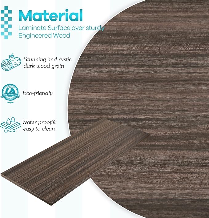 Kaboon Universal Tabletop 55"x20", Solid One-Piece Melamine Table Top, Double Desk L-Desk DIY, Home and Office,Eucalyptus