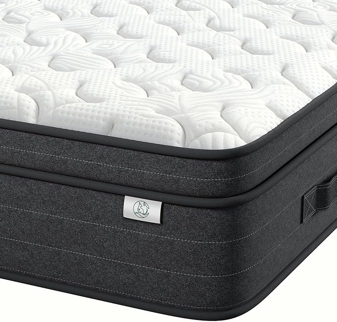 Twin Mattress 10 Inch in a Box - Memory Foam & Pocket Spring Hybrid Mattress for Back Pain Relief, Cool Breathable Fiberglass-Free Cover, Medium Firm, CertiPUR-US Certified