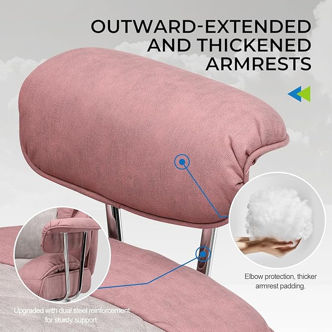 GTRACING Gaming Chair,Office Chair with Pocket Spring Lumbar Support, Ergonomic Comfortable Wide Office Desk Computer Chair with Outward Fixed Soft Armrests and Footrest (Fabric, Pink)