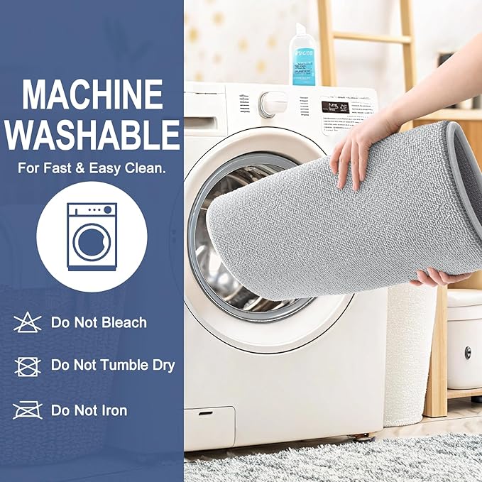 OLANLY Thick Memory Foam Bath Mat Rug 36x24, Extra Soft Absorbent Bathroom Rug, Quick Dry Bath Mats, Non-Slip, Machine Washable Carpet for Bathroom, Tub and Shower, Home Decor Accessories, Light Grey
