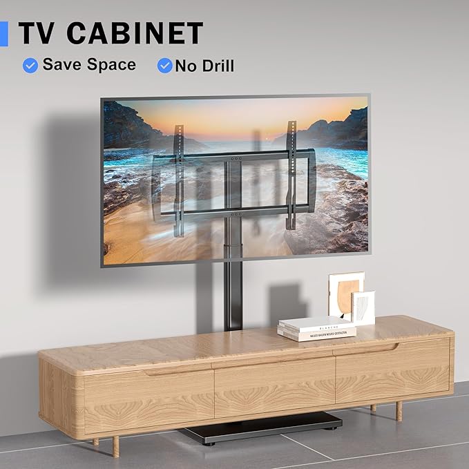 Universal Pedestal TV Stand with Bracket for 32"-75" TVs Floor TV Stand w/Cable Management Holds 132lbs Max VESA 600x400mm TS004H