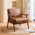 Container Furniture Direct Accent Chair with Microfiber Upholstery and Solid Wood Frame, Classic Mid-Century Modern Living Room Furniture for Extra Seating, Light Brown
