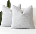 Foindtower Pack of 2, Decorative Textured Boucle Throw Pillow Covers Accent Solid Pillow Cases Cozy Soft Couch Cushion Case for Chair Sofa Bedroom Living Room Home Decor 22 x 22 Inch Light Grey