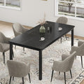 GarveeHome 78.7in Industrial Dining Table for 6, Wooden Long Dinner Table with Mortise Tenon Design, Kitchen Table with Sturdy Metal Legs, for Dining Room Home Office Living Room, Black