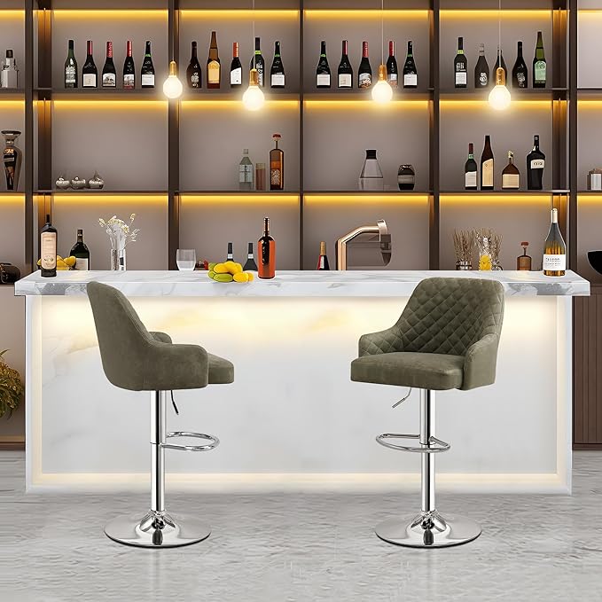 VECELO Bar Stools Set of 4, Adjustable Bar Stools with Back, Bar Height Stools for Kitchen Counter