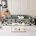 STACYPIK Boho Black Beige Couch Cover Wrinkle Resistant Sofa Cover for Cat Dog Geometric L Shaped Slipcover for Sectional Multi-Use Pet Protector for 2 Cushion Couch Tassels Recliner Cover-71x118IN