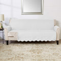 Great Bay Home Medallion Stitched Solid Furniture Protector Stain Resistant Durable Furniture Protector Elenor Collection (Sofa, White/Sand)