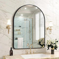 FORBATH Arched Mirror 30x40 Inch, Black Arched Bathroom Mirror Wall Mounted Modern Black Aluminum Frame Decor Large Dresser Mirror for Bedroom Living Room Entryway, Hanging or Leaning Against Wall
