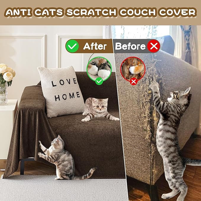 MYSKY HOME Sofa Covers Washable, Couch Covers for 3 Cushion Couch Sofa Pet Friendly Dog Couch Cover Furniture Protector Cover, Non Slip Sofa Cover, 71"x 150", Brown