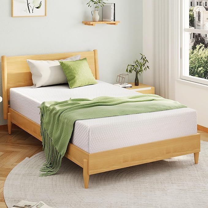 10 Inch Queen Mattress, Memory Foam Mattress in a Box with Cooling Green Tea Gel, Relieve Pressure with Medium Support, CertiPUR-US Certified, 80''L x 60''W, White
