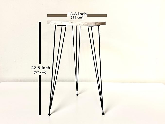 PAK HOME Set of 2 End Tables Round Wood Sofa Side Coffee Tables for Small Spaces, Nightstand Bedside Table with Metal Legs for Bedroom, Living Room, Office, Balcony (Black High Gloss)
