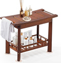 21" Teak Shower Bench for Inside – Luxury Spa-Style Comfort, FSC Certified Durable Teak Wood, Water-Resistant, Ergonomic Seat, Anti-Skid Stability and Enclosed Storage Shelf, 350 lbs Capacity