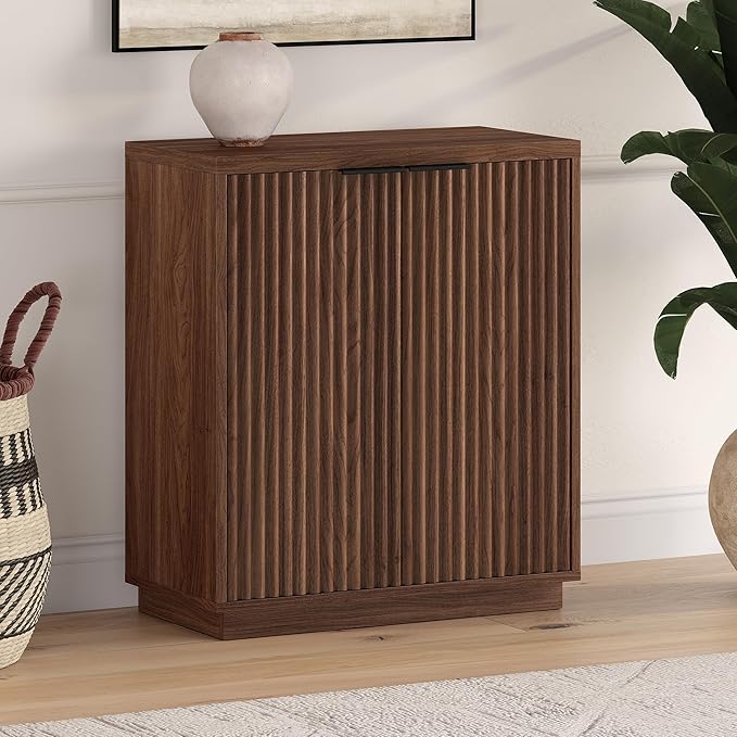 Henn&Hart 28" Wide Rectangular Accent Cabinet in Satin Walnut, for Home, Living Room, Bedroom, Entertainment Room, Office
