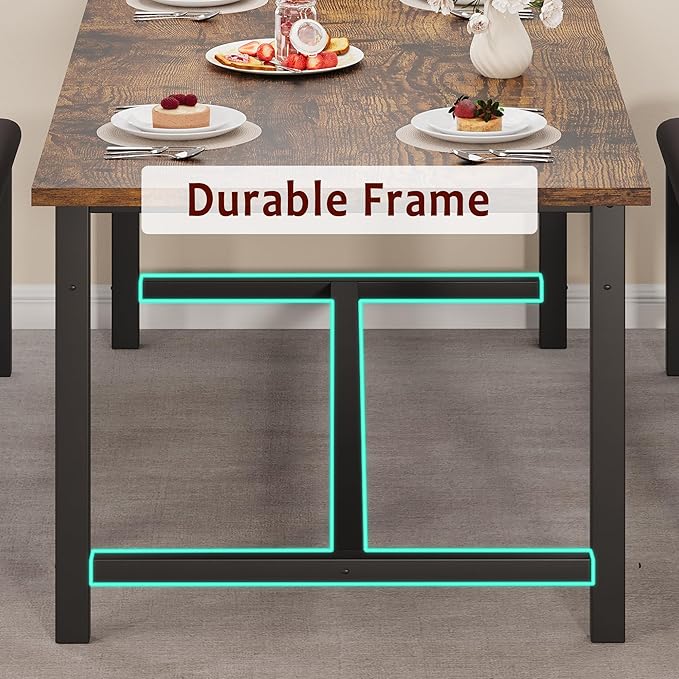 Dining Table Set for 4-6, 63“ Large Extendable Kitchen Table Set, Wood Rectangle Kitchen Table with 2 Soft Benches for Small Space, Apartment, Dinner,Saving Space, Retro Brown