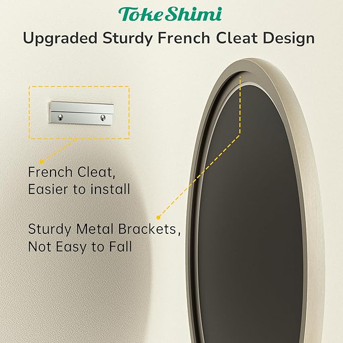 TokeShimi 16 in Round Bathroom Vanity Mirror Framed Brushed Nickel Bathroom Mirror for Wall Farmhouse, 16x16 Shatterproof Circle Bathroom Mirrored for Living Room, Bedroom, Entryway, Restroom