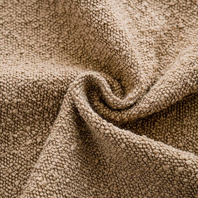 Foindtower Set of 2, Decorative Textured Boucle Throw Pillow Covers Accent Solid Pillow Cases Soft Cozy Couch Cushion Case for Chair Sofa Bedroom Living Room Home Decor 24 x 24 Inch Taupe Khaki Camel