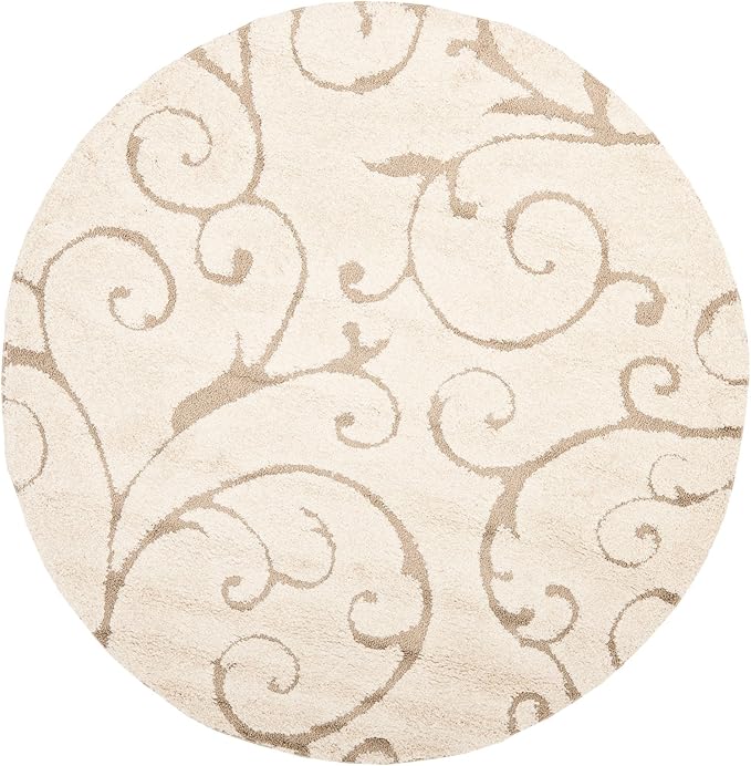 SAFAVIEH Florida Shag Collection Accent Rug - 3'3" x 5'3", Grey, Scroll Design, Non-Shedding & Easy Care, 1.2-inch Thick Ideal for High Traffic Areas in Entryway, Living Room, Bedroom (SG455-8013)