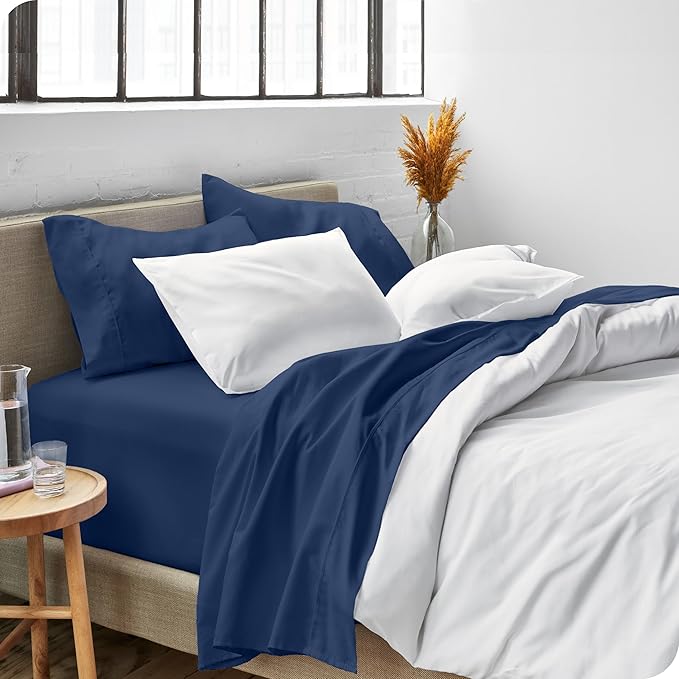 Bare Home King Sheet Set - Luxury 1800 Ultra-Soft Microfiber King Bed Sheets - Double Brushed - Deep Pockets - Easy Fit - 4 Piece Set - Bedding Sheets & Pillowcases (King, Dark Blue)