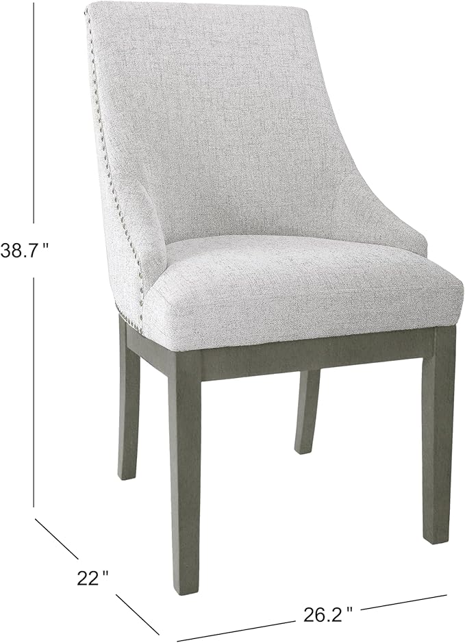 HomePop Home Decor | Upholstered Anywhere Dining Chair | Accent Chairs for Living Room & Bedroom | Decorative Home Furniture - Neutral Textured Solid (Single Pack)