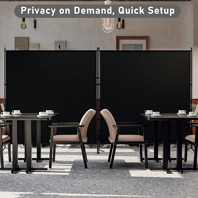 Room Divider 126''W x 71''H Large 2 Panel Privacy Screen for Room Partitions, Portable Room Divider Screen for Room Separtion, Freestanding Fabric Wall Divider for Office, School, Room Separator Black