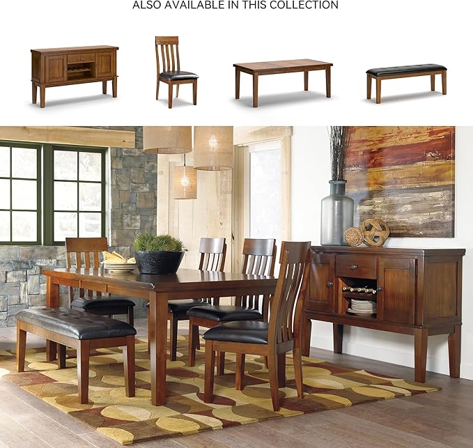Signature Design by Ashley Ralene Tufted Upholstered Dining Room Bench, Medium Brown