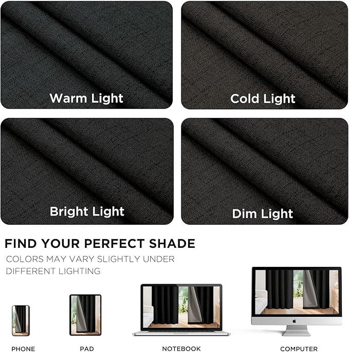 Joydeco 100% Blackout Curtains for Bedroom - Natural Linen Curtains 100"W x 84"L Long, Thermal Insulated 1 Panels Black Light Blocking Drapes, Rod Pocket & Back Tabs, Darkening Privacy for Living Room