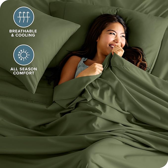 Bare Home Full Sheet Set - Luxury 1800 Ultra-Soft Microfiber Full Bed Sheets - Double Brushed - Deep Pockets - Easy Fit - 4 Piece Set - Bedding Sheets & Pillowcases (Full, Cypress)