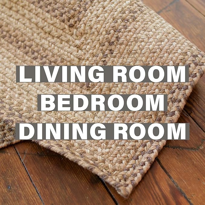 Homespice Cookie Dough Braided Area Rugs 6x9' - Country Style Dining Room Rugs for Under Table for Rustic Decor