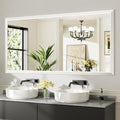72x36 Inch White Bathroom Mirror for Wall, Thick Metal Framed Rectangle Mirrors for Over Sink, Bedroom, Living Room, Entryway, Anti-Rust, HD Tempered Glass