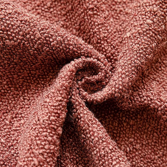Foindtower Set of 2, Decorative Textured Boucle Throw Pillow Covers Accent Solid Pillow Cases Neutral Cozy Couch Cushion Case for Chair Sofa Bedroom Living Room Home Decor 24x24 Inch Orange Rust Red