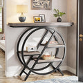 Tribesigns 40-Inch Console Table, 4-Tier Entryway Table with Storage Shelves, Industrial Hallway Sofa Table with Geometric Metal Frame, Accent Table for Living Room, Entryway (Gray)