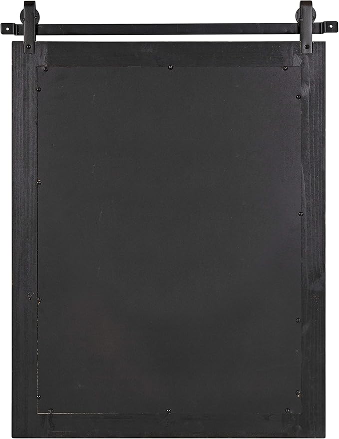Kate and Laurel Cates Rustic Wall Mirror, 22" x 30" Rustic Gray, Farmhouse Barn Door-Inspired Wall Decor