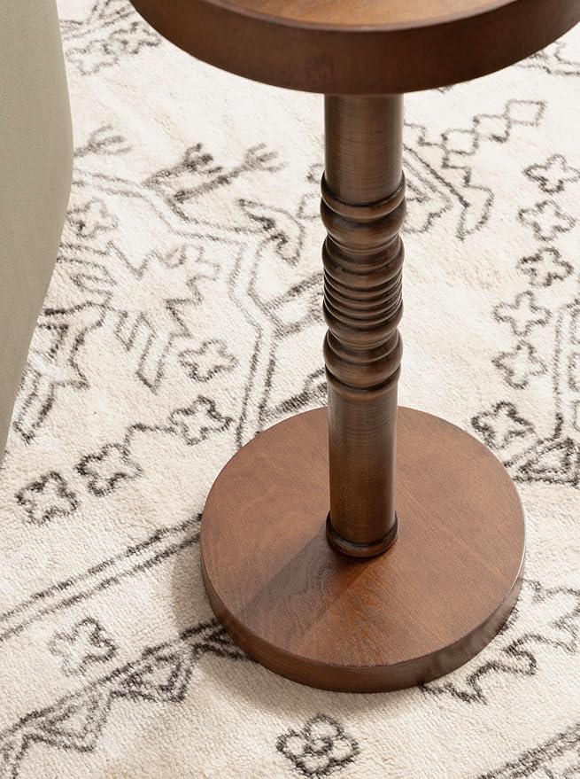 Kate and Laurel Bellport Farmhouse Round Drink Table; 10 x 10 x 22; Natural Rustic; Decorative Coastal Martini Table for Use as Charming Indoor Plant Stand or Living Room Pedestal Table