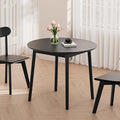 DELAVIN 31.5" Solid Wood Round Dining Table for 4, Mid Century Small Kitchen Table for 2-4, Modern Office Table for Living Room, Dining Room, Dinette, Easy Assembly, Space Saving, Black