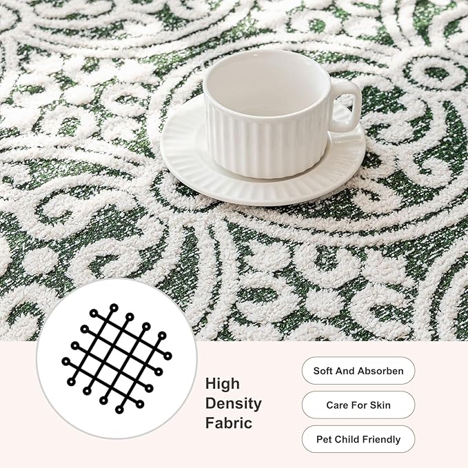 STACYPIK Green Jacquard Sofa Cover - Anti-Scratch Chenille Furniture Protector for 3 Cushion Couch - French Floral Dog Pet Cushion Protector - Futon Cover 71x150IN