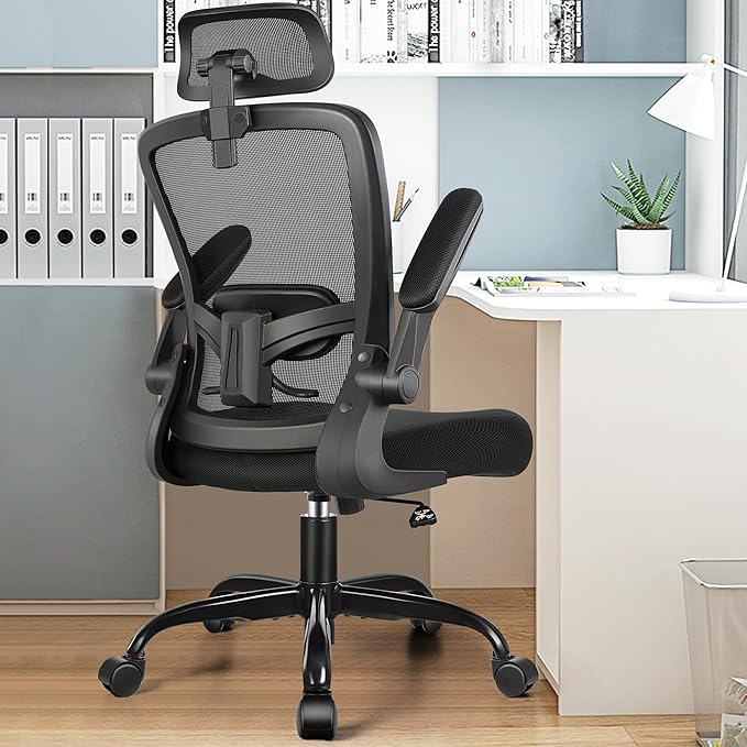 FelixKing Ergonomic Office Chair, Headrest Desk Chair with Adjustable Lumbar Support, Home Office Swivel Task Chair with High Back and Armrest, Adjustable Height Gaming Chair(Black)