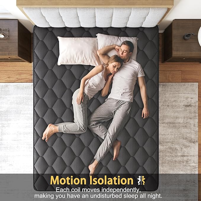 Queen Mattress, 10 Inch Hybrid Mattress Euro Top Medium Firm for Back & Lumbar Support, 100 Night Trial, Individual Pocket Spring Mattresses for Motion Isolation & Pressure Relief